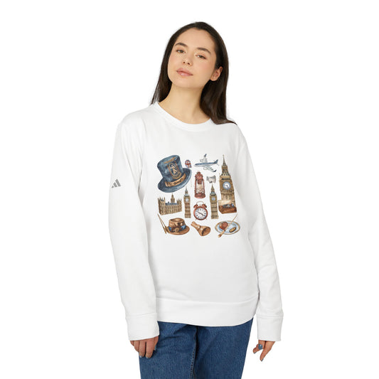 Adidas Unisex Fleece Crewneck Sweatshirt - Vintage London Icons Design