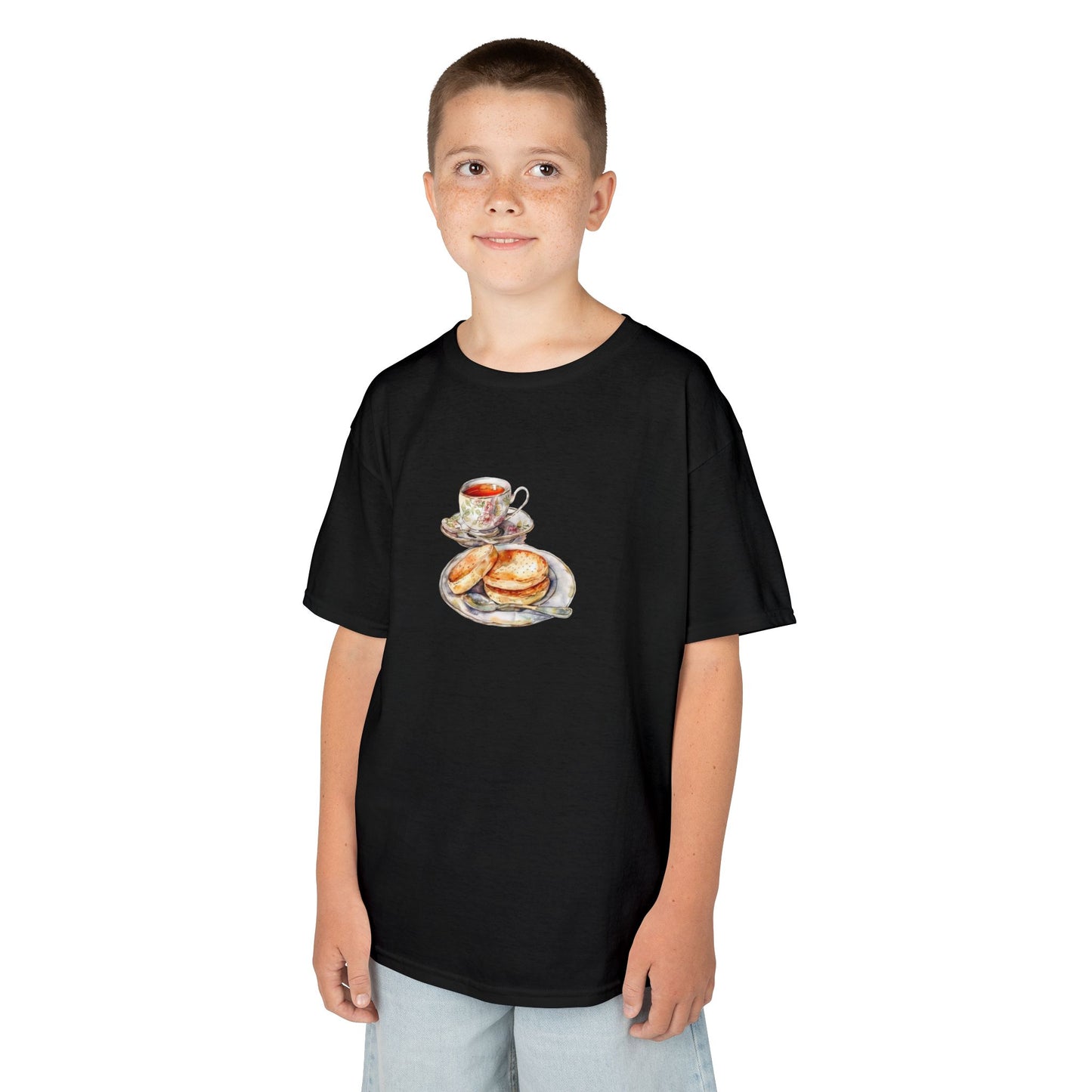 Kids Tee -  Gourmet Food Art Print for Kitchen Decor - Black Heavy Cotton T-Shirt