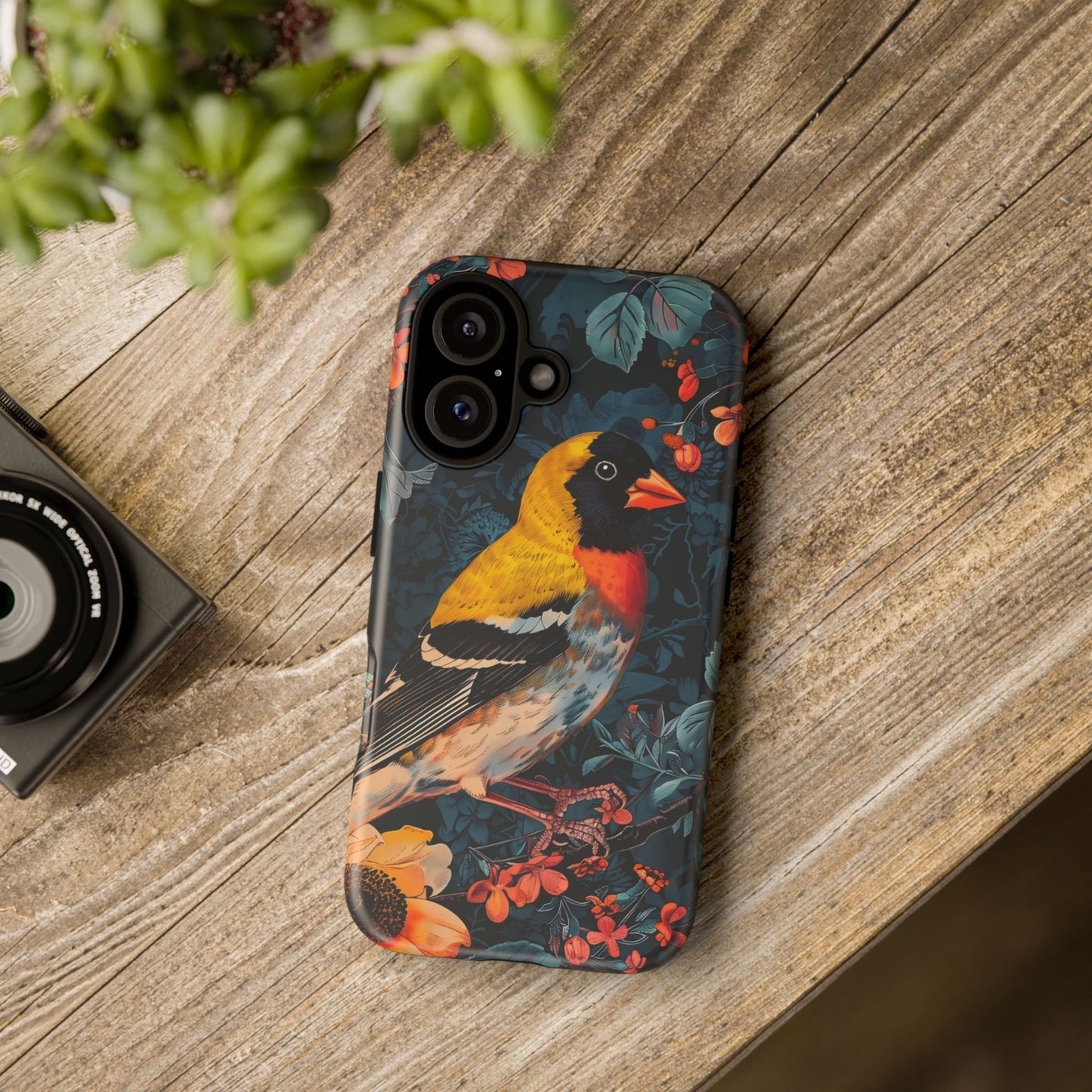 Colorful Bird Phone Case, Floral Phone Cover, Tough Phone Protector, Nature Lover Gift, Botanical Case, Unique Mobile Accessory