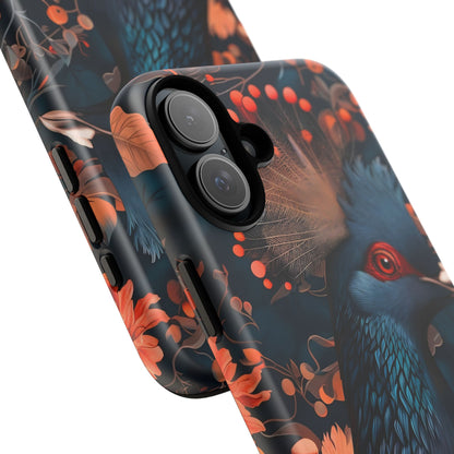 Vibrant Phone Case with Floral Peacock Design - Tough Cases, Artistic Phone Cover, Unique Gift for Nature Lovers, Stand Out Tech Accessory