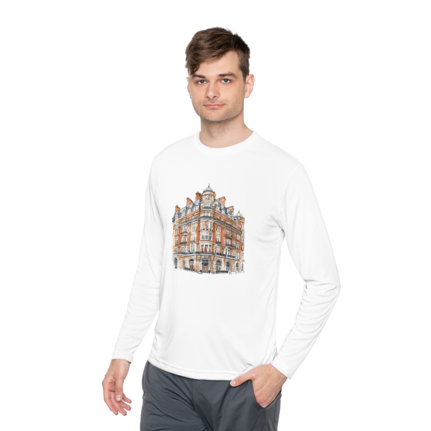 Unisex Lightweight Long Sleeve Tee - British Historic House - Classic Architectural Elegance