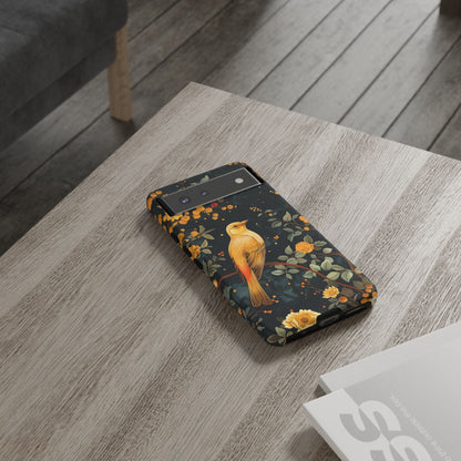 Floral Phone Case, Tough Cases with Bird Design, Nature Lover Gift, Stylish Protection, Birthday Present, Floral Phone Cover