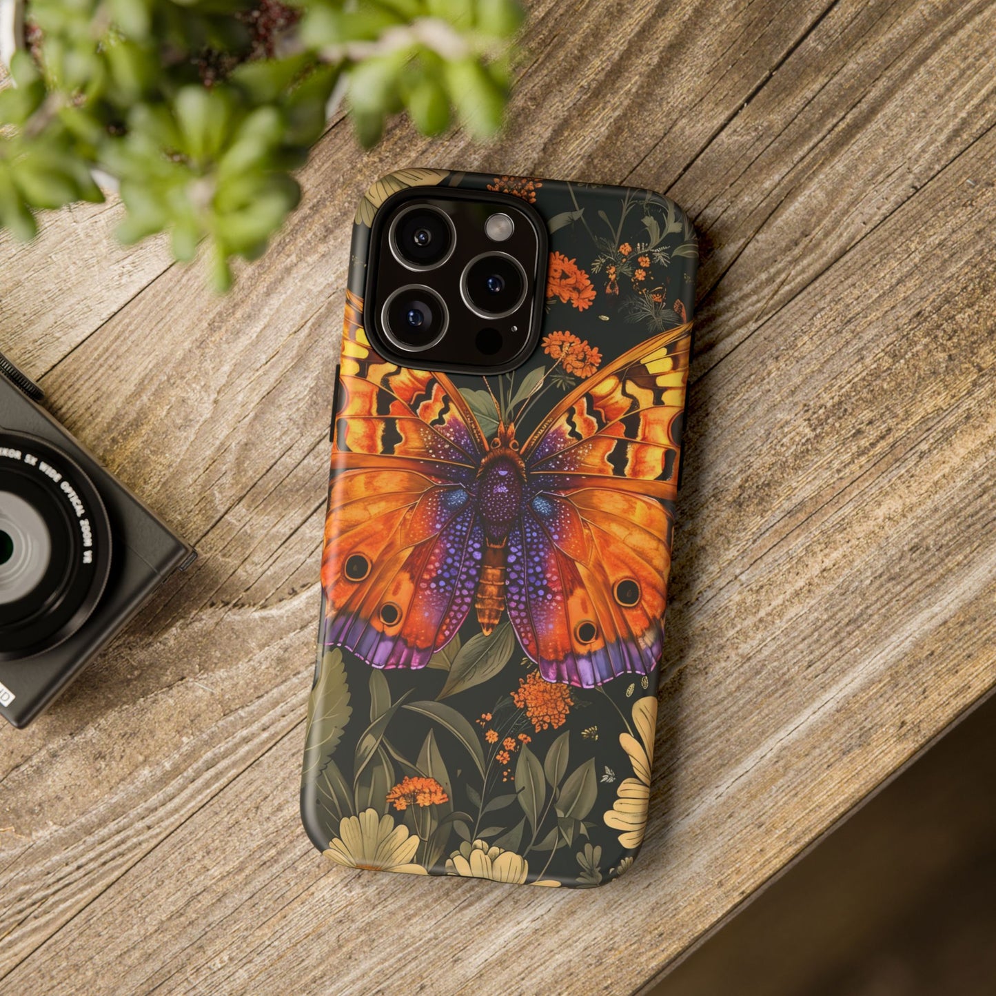 Butterfly Phone Case, Tough Cases for Nature Lovers, Vibrant Floral Design, Gift for Her, Cute Phone Accessories, Butterfly Artwork