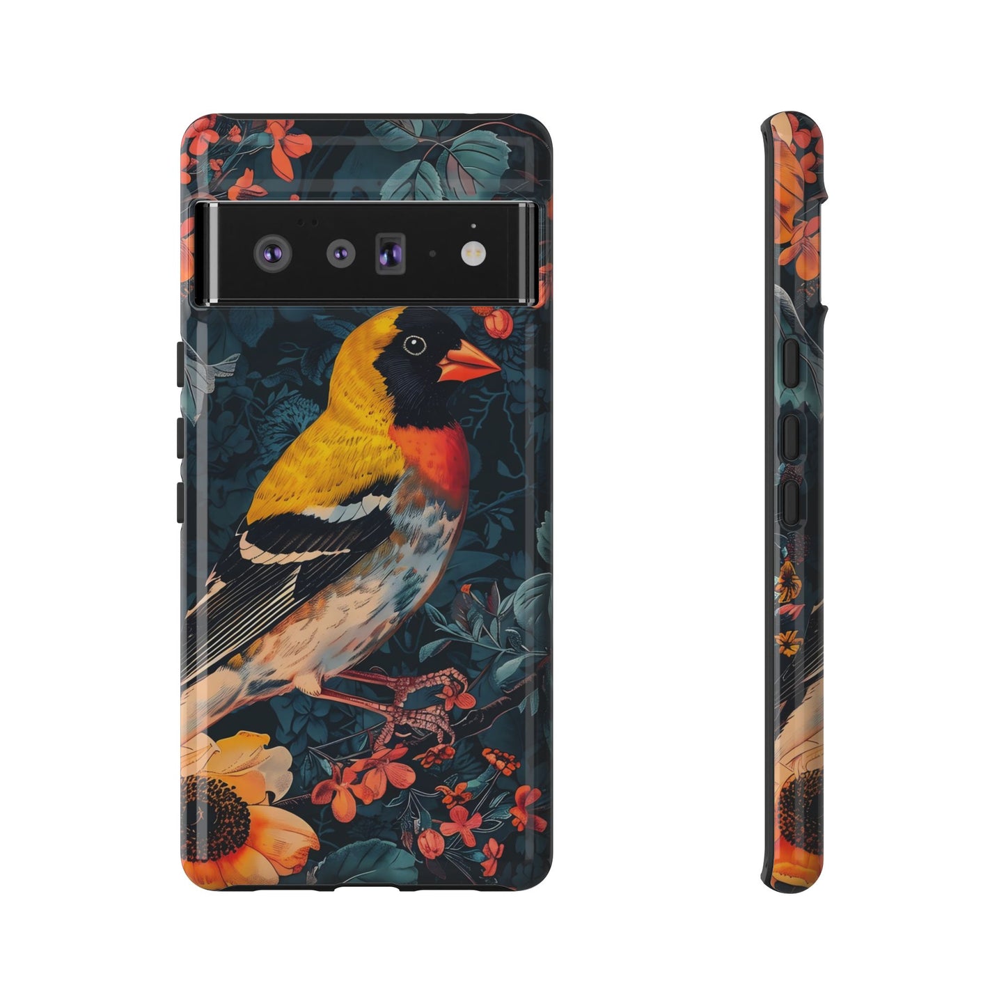 Colorful Bird Phone Case, Floral Phone Cover, Tough Phone Protector, Nature Lover Gift, Botanical Case, Unique Mobile Accessory