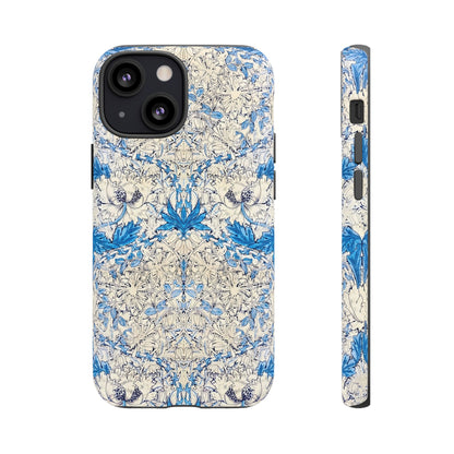 Elegant Floral Phone Case, Tough iPhone Cover, Stylish Mobile Protector, Blue Patterned Case, Unique Gift for Her