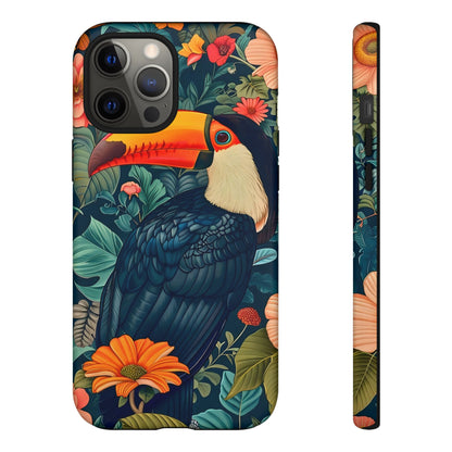 Tropical Toucan Phone Case - Cute Animal Design, Nature Lover Gift, Floral Pattern, Bird Lover Accessory, Summer Vibes
