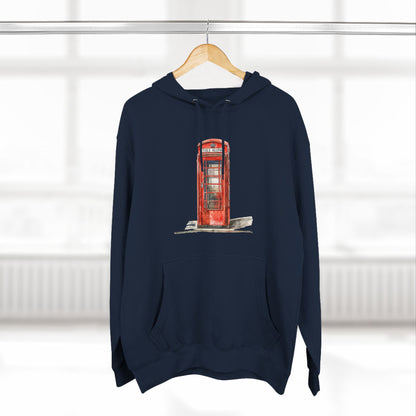 Iconic British Red Telephone Versatile Three-Panel Fleece Hoodie