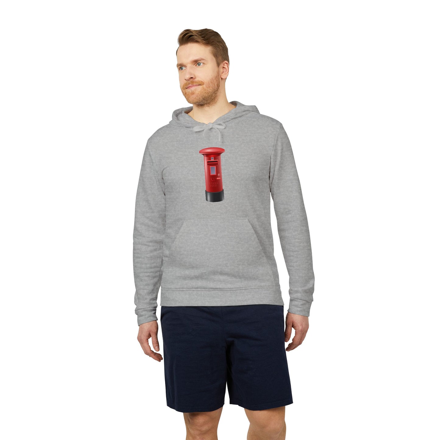 adidas Unisex Fleece Hoodie - Classic UK Royal Mailbox Design - British Postbox Icon