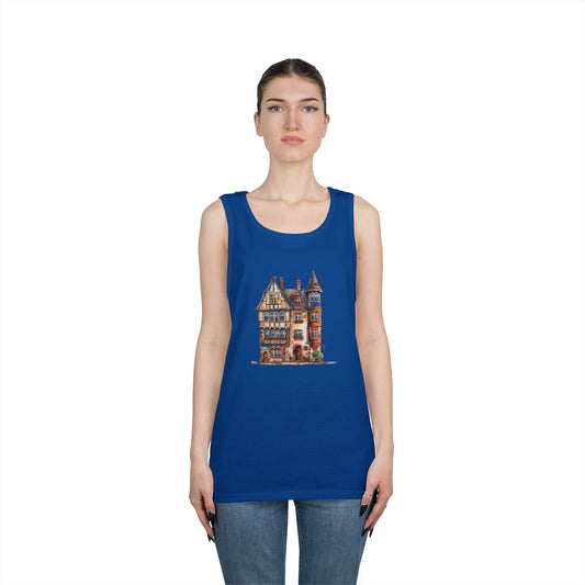 Unisex Heavy Cotton Tank Top - Vintage England House Watercolor Art