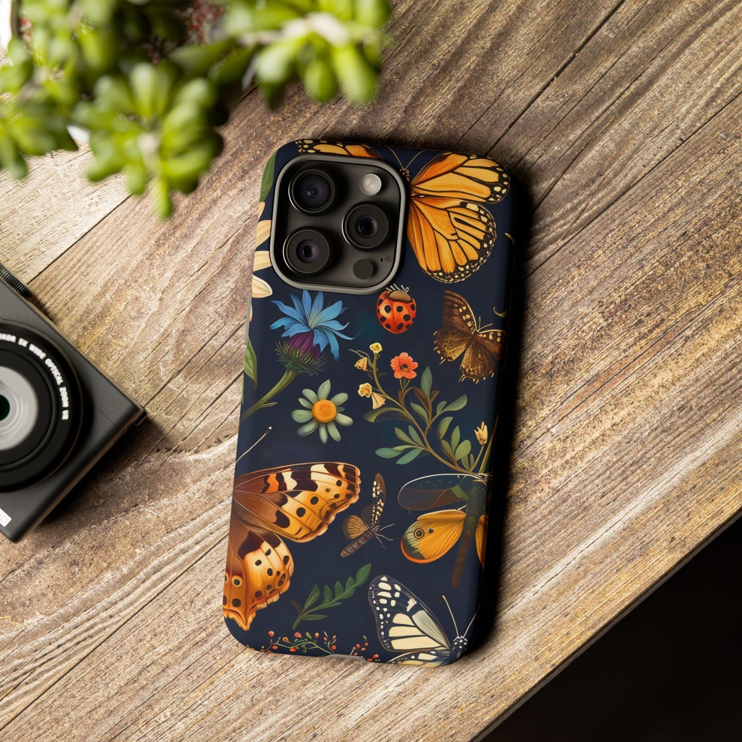 Nature-Inspired Phone Case | Floral Butterfly Design, Tough Phone Cover, Gift for Nature Lovers, Cute Butterfly Case, Home Decor