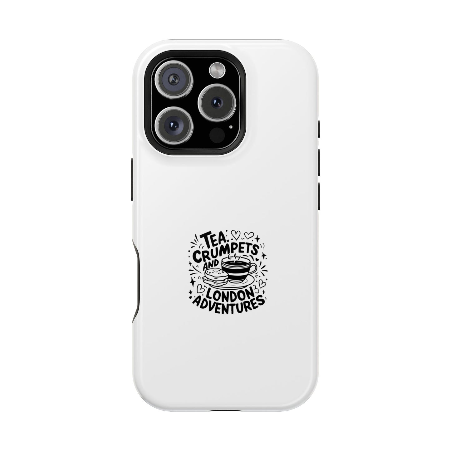 Charming Magnetic Phone Cases, Tea Crumpets Design, Adventure Lover's Gift, London Themed Case, Travel Accessory, Fun Quirky Design