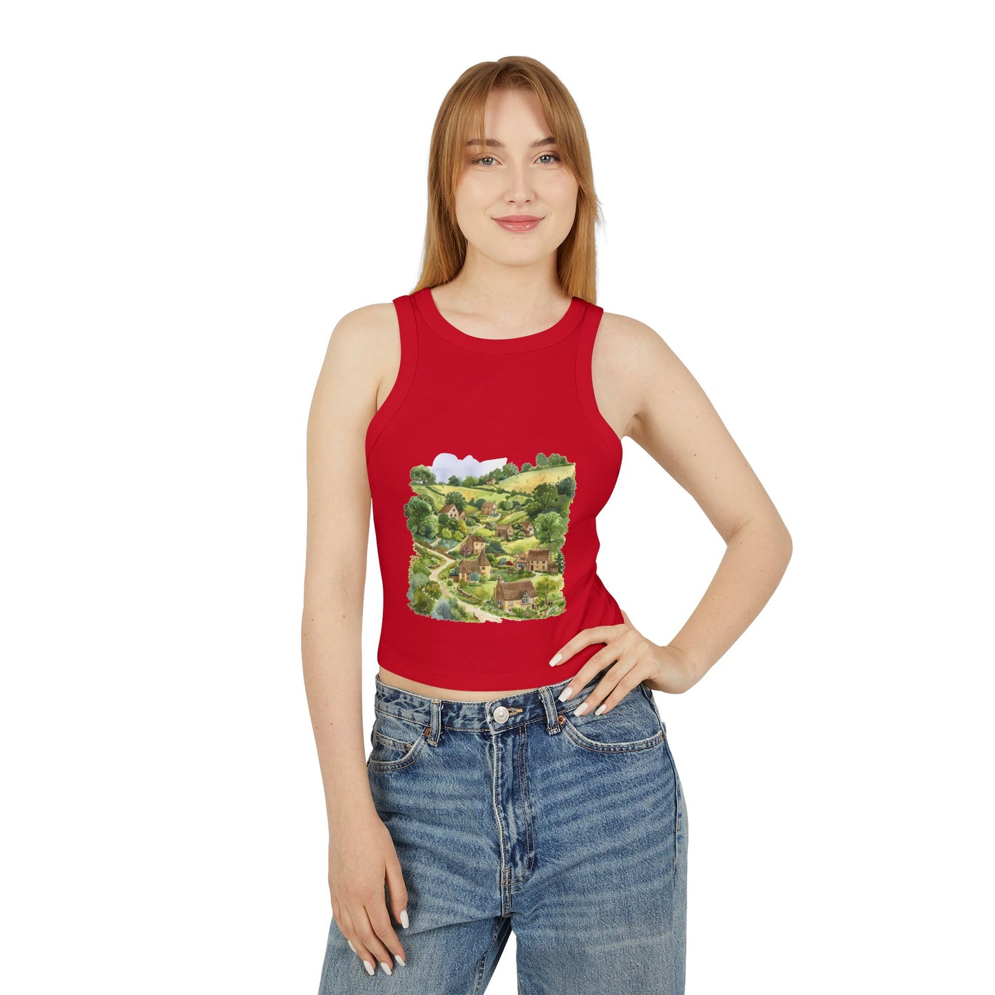 Women's Micro Rib Racer Tank Top - England Aesthetics - Embracing Classic British Charm and Style