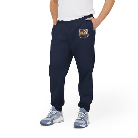 adidas Unisex Fleece Joggers - Hand-Painted Bar Scene Wall Art