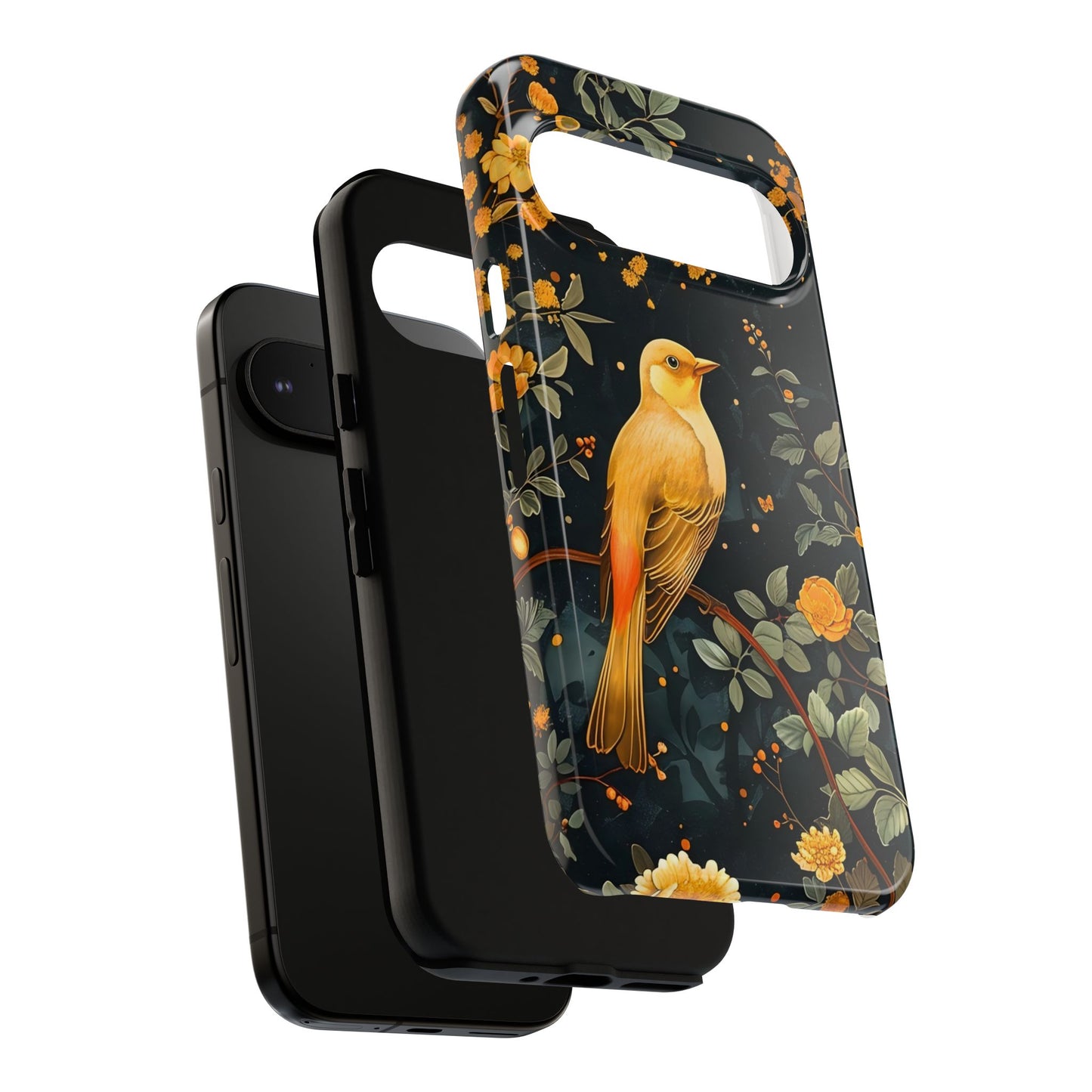 Floral Phone Case, Tough Cases with Bird Design, Nature Lover Gift, Stylish Protection, Birthday Present, Floral Phone Cover