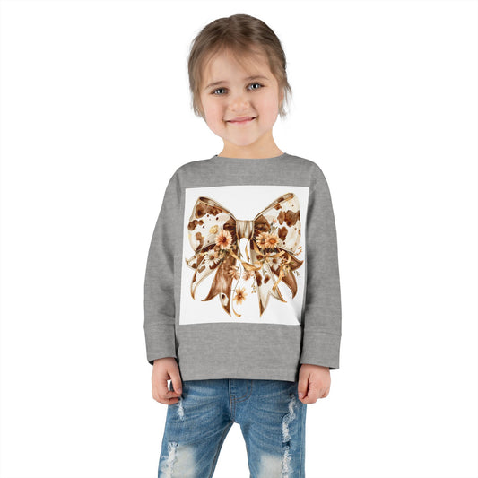 Charming Floral Bow Toddler Long Sleeve Tee