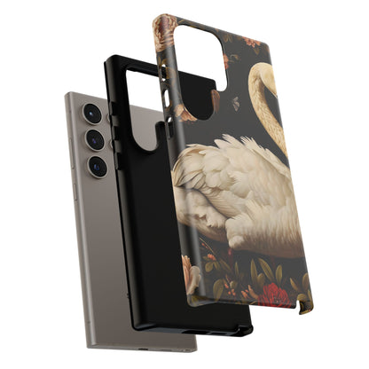Elegant Swan Phone Case, Floral iPhone Cover, Tough Phone Case, Gift for Her, Nature Lover, Mother's Day, Birthday