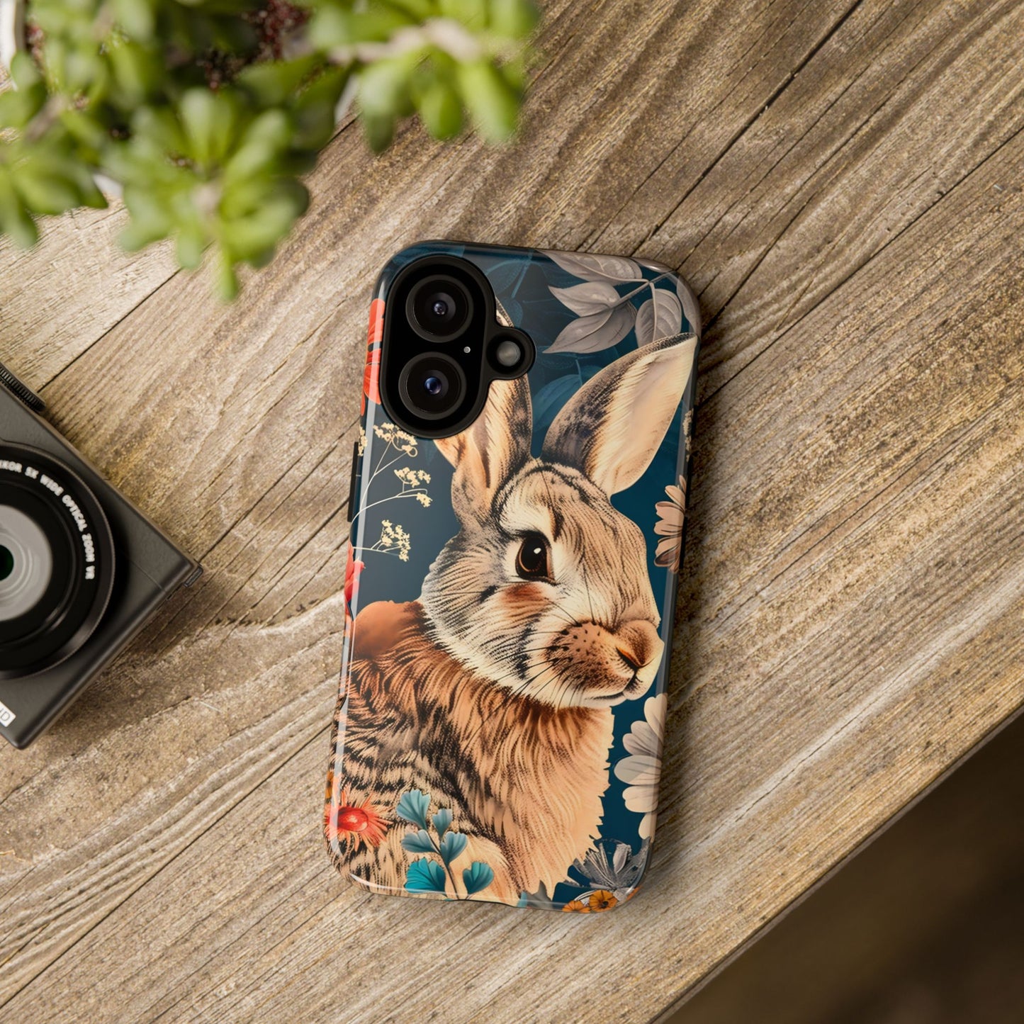 Floral Rabbit Phone Case, Cute Phone Cover, Tough Cases for Animal Lovers, Unique Gift for Birthdays, Nature-Themed Accessories