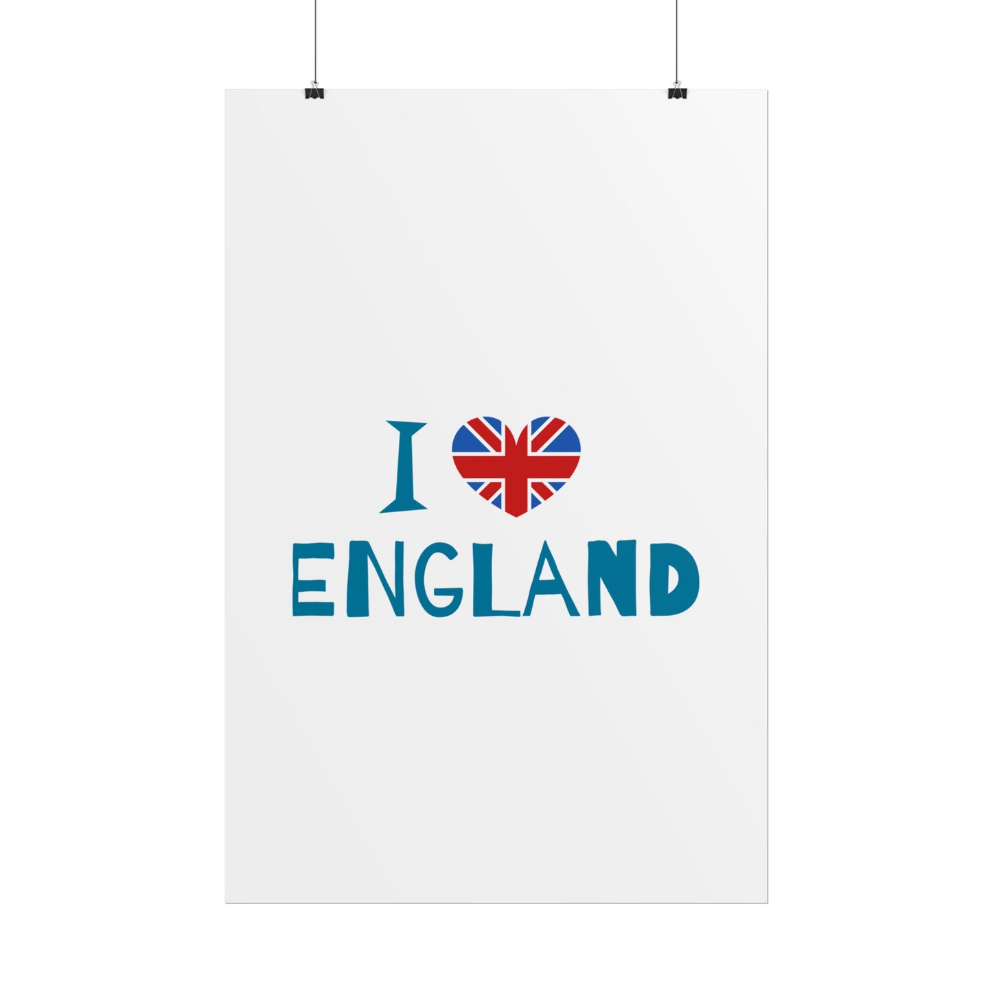 I Love England Rolled Poster - UK Travel Decor, Gift for Britains, Wall Art for Home, London Souvenir, Love England