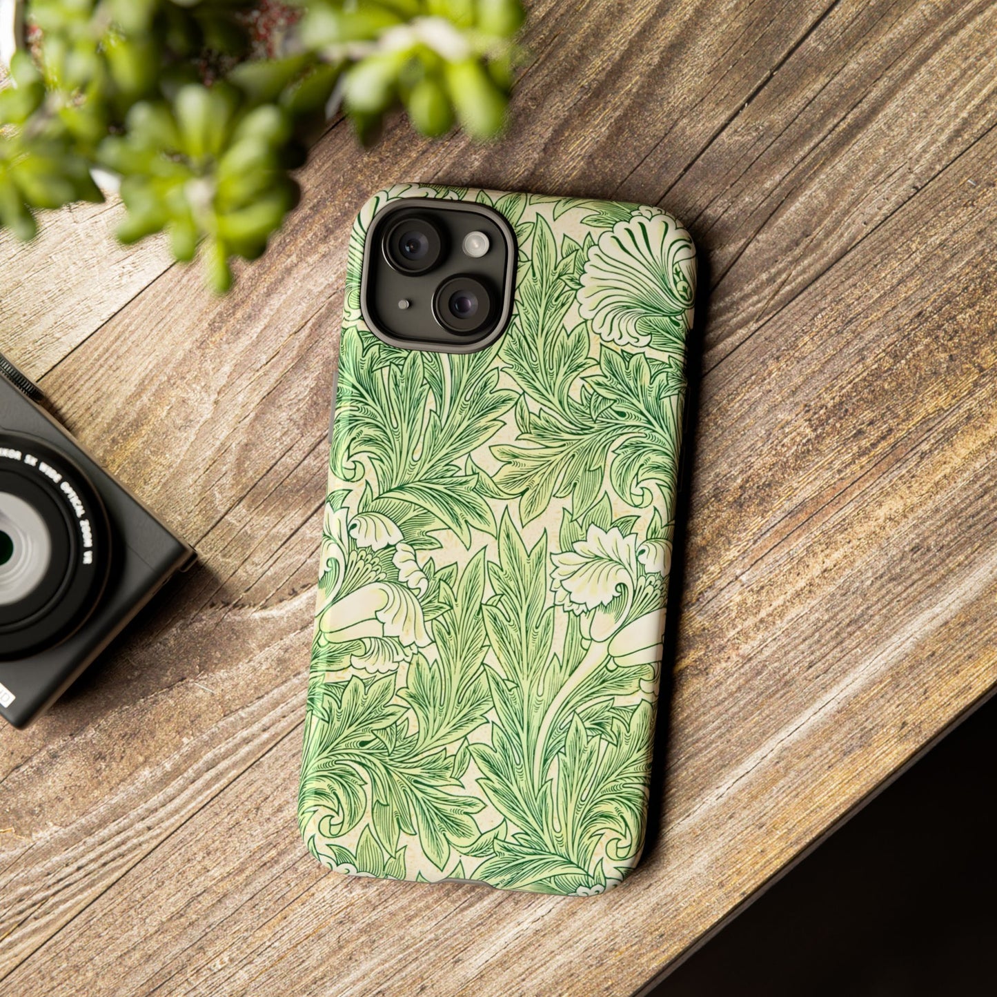 Green Floral Phone Case, Botanical iPhone Cover, Tough Phone Shell, Nature-inspired Gift, Eco-friendly Tech Accessory