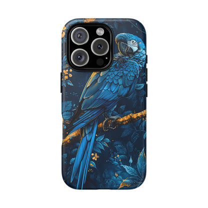 Tough Cases - Vibrant Blue Parrot Phone Case, Tropical Bird Phone Cover, Nature Lover Gift, Eco-Friendly Accessories, Unique Wildlife Decor