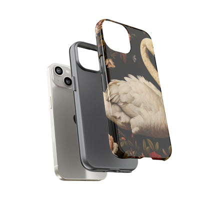 Elegant Swan Phone Case, Floral iPhone Cover, Tough Phone Case, Gift for Her, Nature Lover, Mother's Day, Birthday