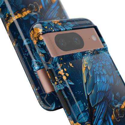 Tough Cases - Vibrant Blue Parrot Phone Case, Tropical Bird Phone Cover, Nature Lover Gift, Eco-Friendly Accessories, Unique Wildlife Decor