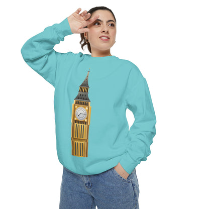 Unisex Garment-Dyed Sweatshirt - Classic London - Big Ben in All Its Glory