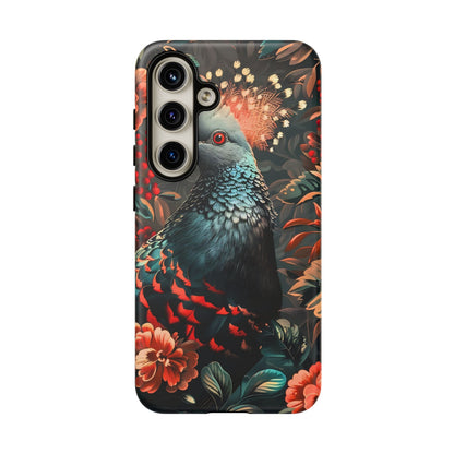 Floral Peacock Phone Case, Tough Cases, Artistic Phone Cover, Unique Gift, Nature Lover Accessory, Protective Case