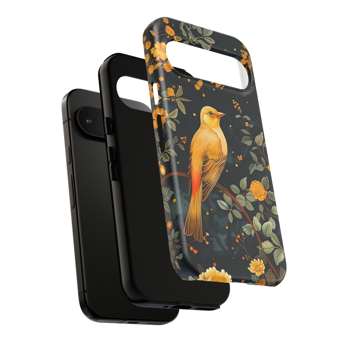 Floral Phone Case, Tough Cases with Bird Design, Nature Lover Gift, Stylish Protection, Birthday Present, Floral Phone Cover
