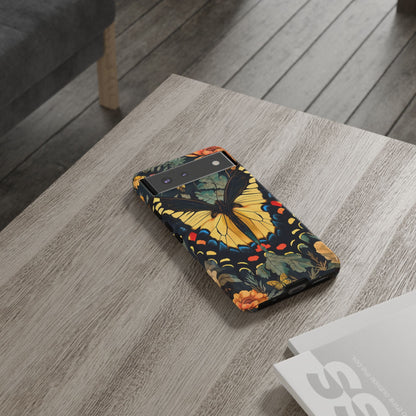Butterfly Floral Phone Case, Art-inspire Tough Case, Gift for Nature Lovers, Butterfly Pattern Cover, Eco-Friendly Mobile Accessory