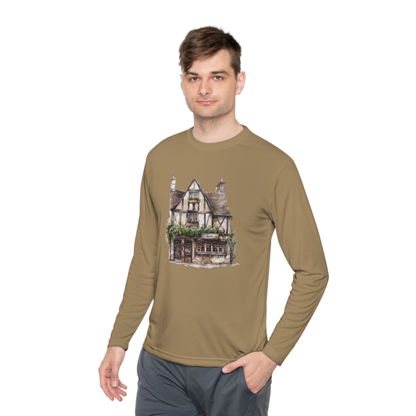 Unisex Lightweight Long Sleeve Tee - British Historic House - Classic Architectural Elegance