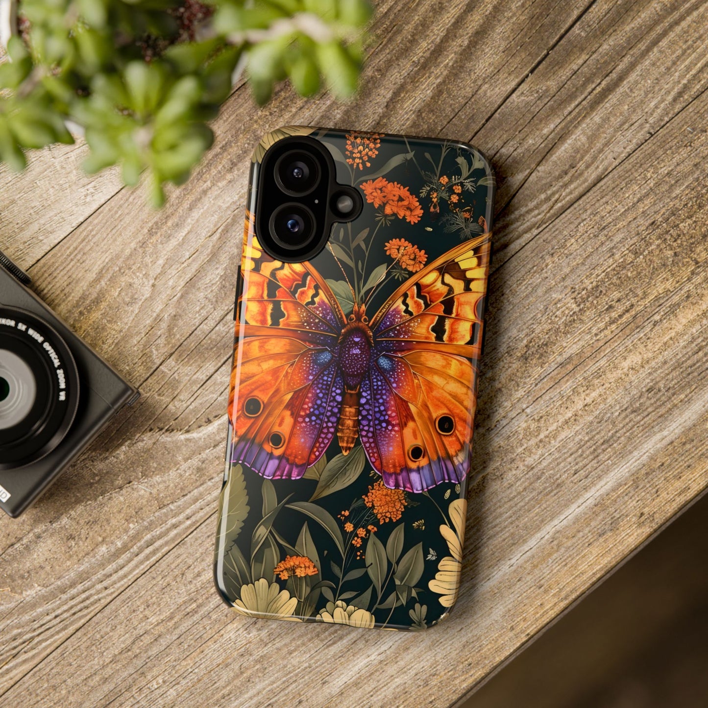 Butterfly Phone Case, Tough Cases for Nature Lovers, Vibrant Floral Design, Gift for Her, Cute Phone Accessories, Butterfly Artwork