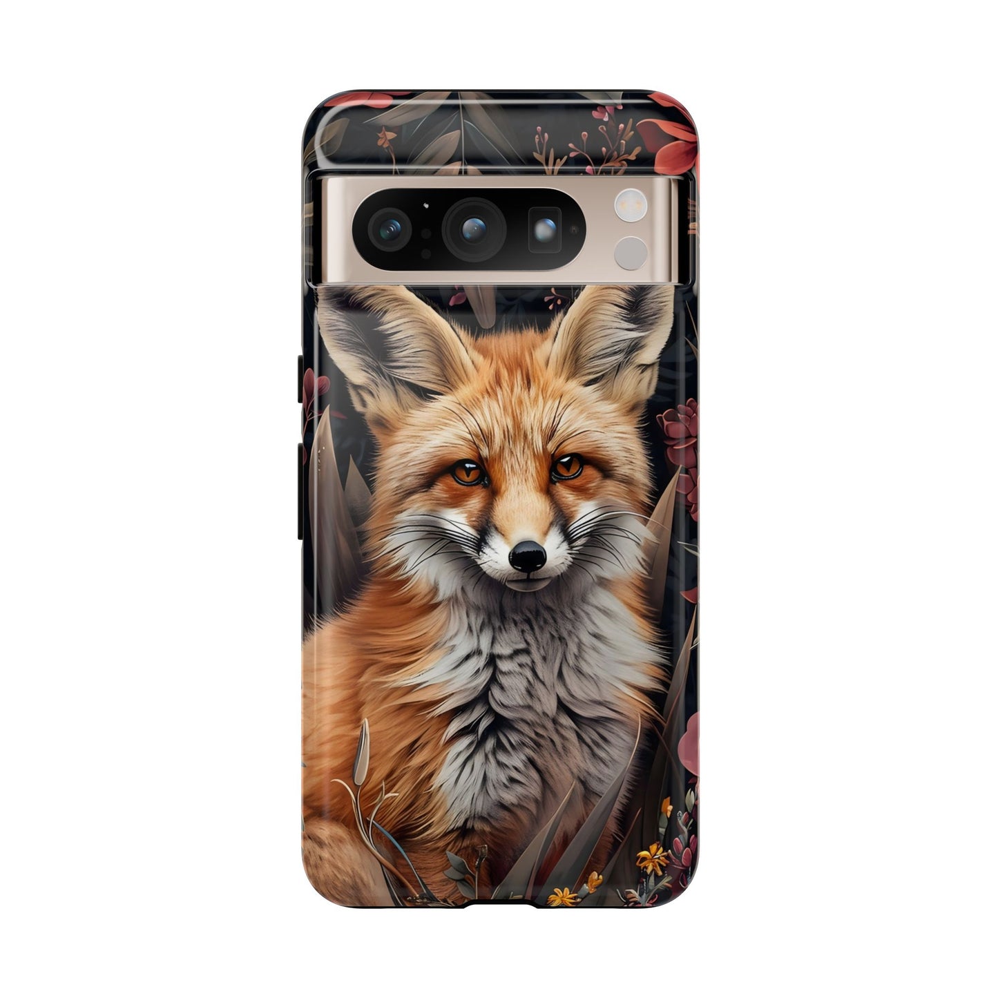 Fox Floral Phone Case, Tough Cases for Animal Lovers, Nature Themed Gift, Cute Phone Cover, Wild Fox Protector