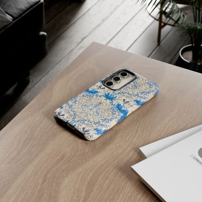 Elegant Floral Phone Case, Tough iPhone Cover, Stylish Mobile Protector, Blue Patterned Case, Unique Gift for Her