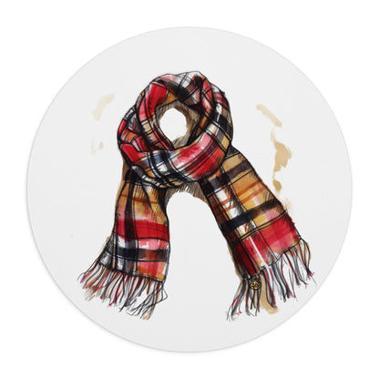 Cozy Plaid Mouse Pad with Scarf Design, Home Office Decor, Gift for Gamers, Holiday, Work from Home Essentials, Stylish Desk Accessory