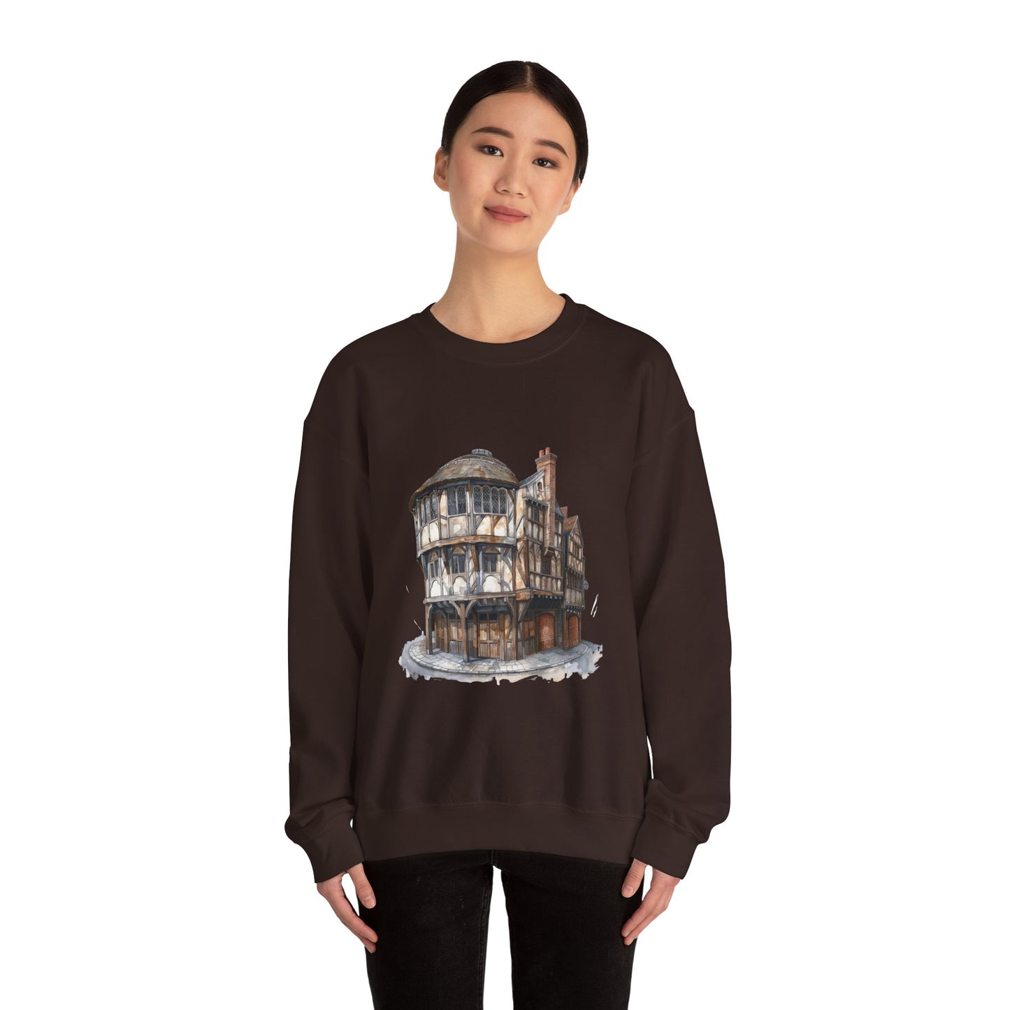 Unisex Heavy Blend™ Crewneck Sweatshirt - Home Away from Home - British Pub Atmosphere