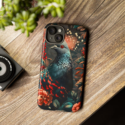 Floral Peacock Phone Case, Tough Cases, Artistic Phone Cover, Unique Gift, Nature Lover Accessory, Protective Case
