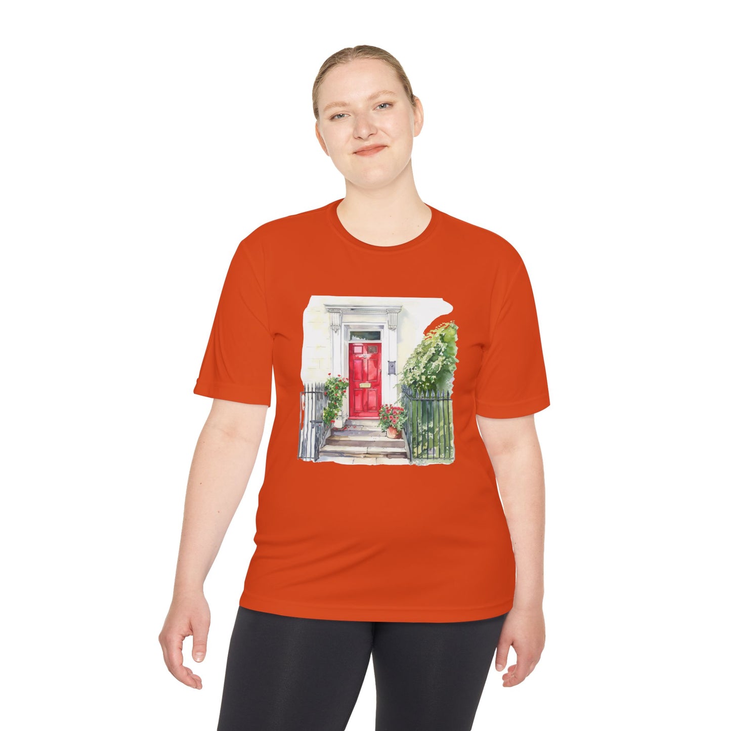 Unisex Moisture Wicking Tee - Vibrant Red Door Moisture  - Perfect for Summer Adventures