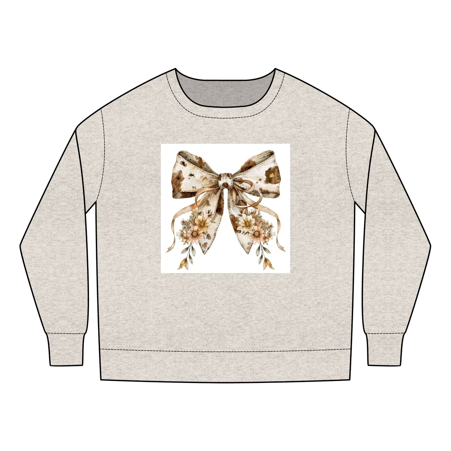 Toddler Sweatshirt - Boho Western Bow with Flowers and Cow Pattern - Cozy & Cute Kids Apparel
