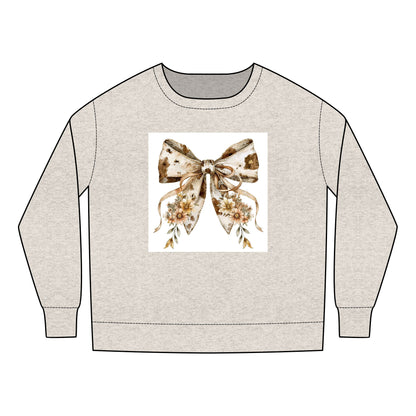 Toddler Sweatshirt - Boho Western Bow with Flowers and Cow Pattern - Cozy & Cute Kids Apparel
