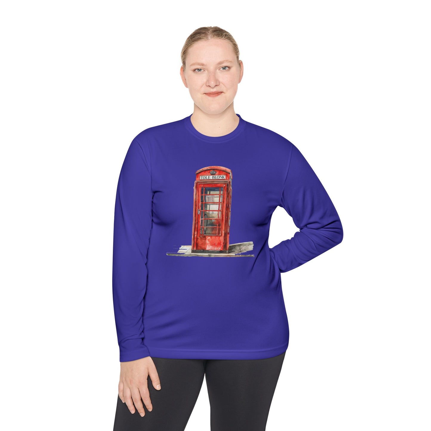 Unisex Lightweight Long Sleeve Tee - Iconic British Public Telephone - Classic Red Phone Box