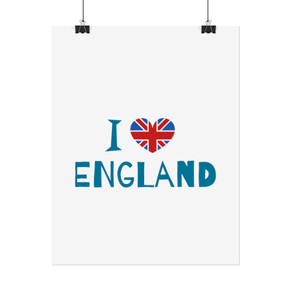 I Love England Rolled Poster - UK Travel Decor, Gift for Britains, Wall Art for Home, London Souvenir, Love England