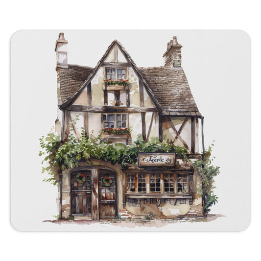 Charming Cottage Watercolor Mouse Pad, Vintage Home Decor, Office Gift, Nature Lover's Accessory, Desk Organizer, Functional Art