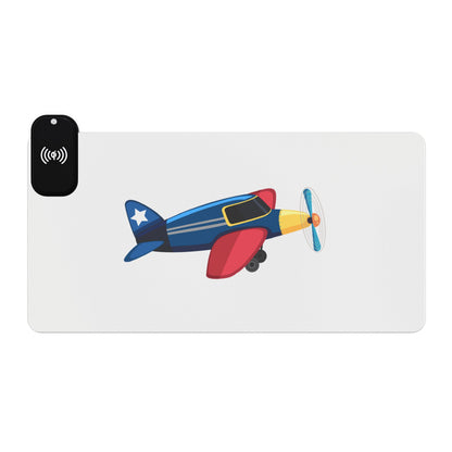 Retro British Airplane - LED Gaming Mouse Pad with Wireless Charging - Perfect for Gamers, Study, Home Office, Birthdays, Christmas, Tech Lovers