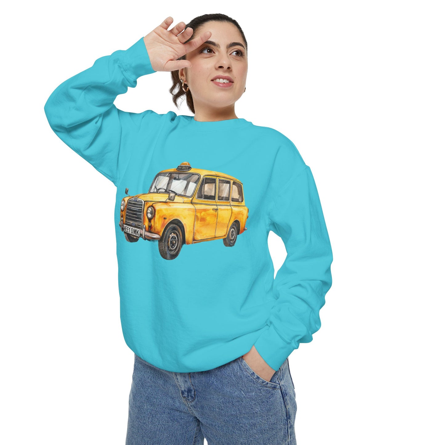Unisex Garment-Dyed Sweatshirt - Trendy British Vintage Car