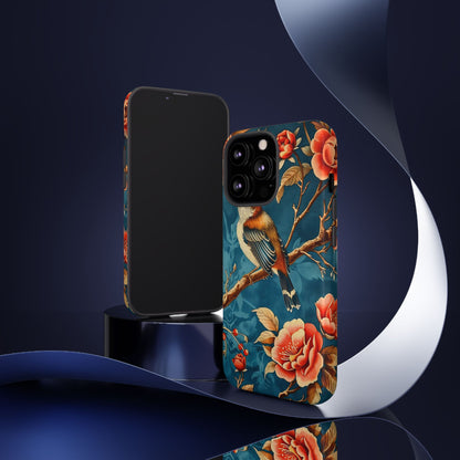Bird & Floral Phone Case, Tough Cases for Nature Lovers, Gift for Her, Customizable Design, Vibrant Tech Accessories