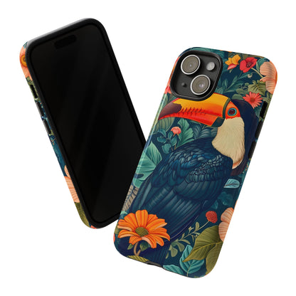 Tropical Toucan Phone Case - Cute Animal Design, Nature Lover Gift, Floral Pattern, Bird Lover Accessory, Summer Vibes