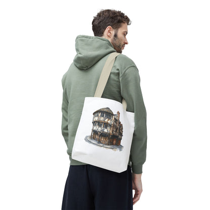 Charming Heritage Tote Bag, Eco-Friendly Tote, Travel Essential Bag, Stylish Shopping Bag, Vintage Architectural Design