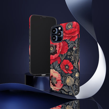 Floral Phone Case with Artistic Poppies, Tough Cases, Flower Design, Nature Lover Gift, Customizable Mobile Cover, Stylish Phone Accessories