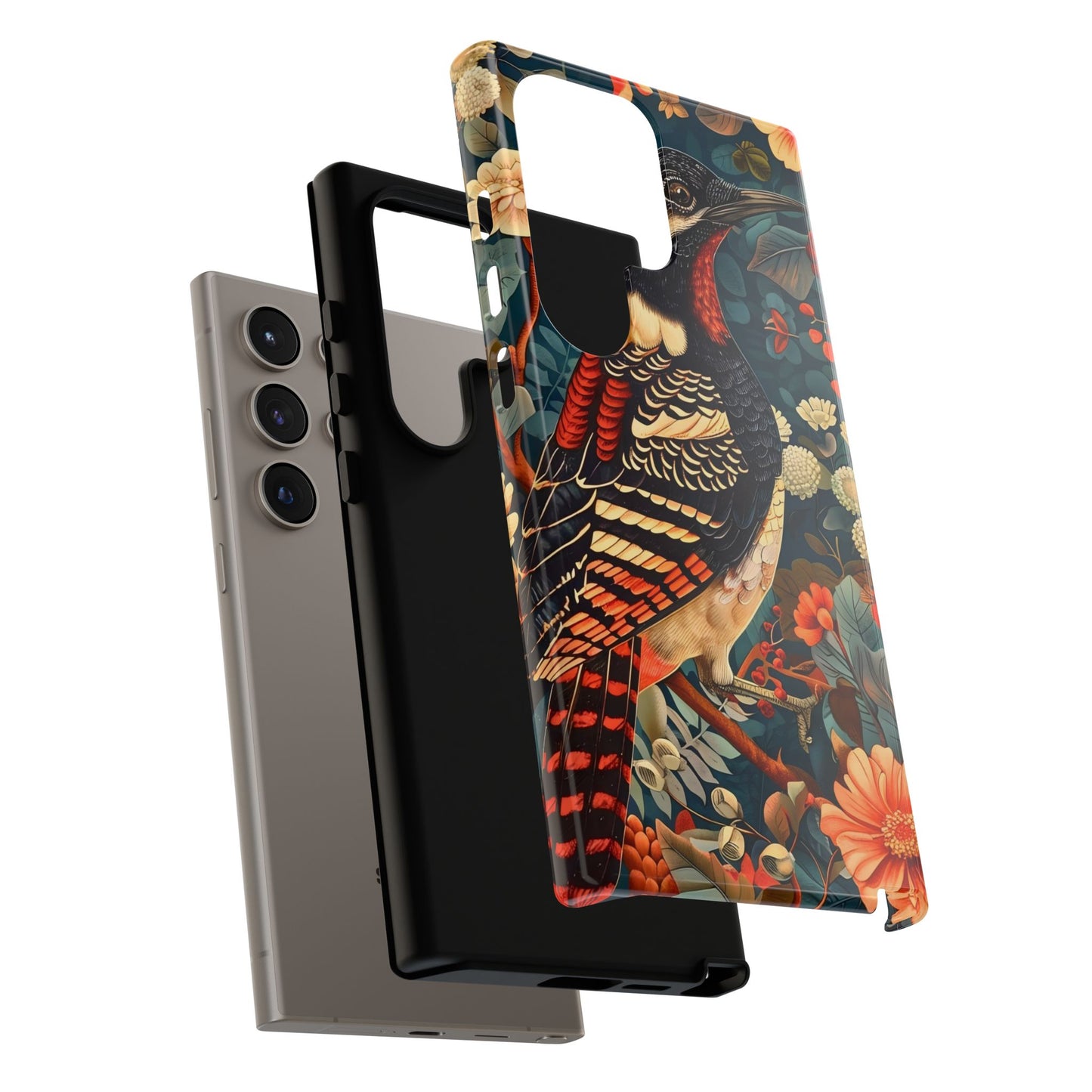 Nature-Inspired Phone Case with Floral Art, Tough Phone Cover, Protective Case, Gift for Nature Lovers, Unique Phone Accessory